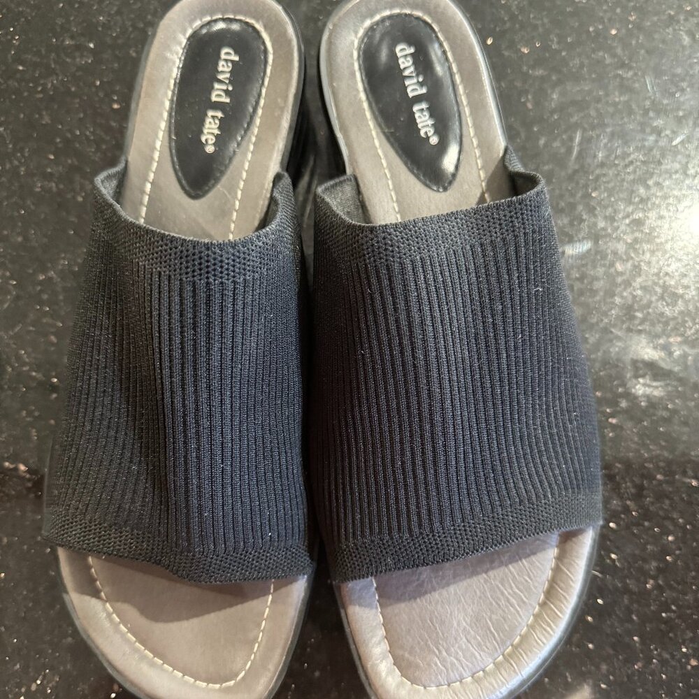 David Tate Black Fabric Slip Ons (Women's 12 Wide)